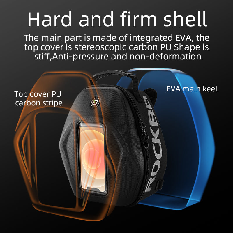 ROCKBROS Hard Shell Motorcycle Tank Bag Waterproof Saddle Motorcycle Bag Phone Pouch Universal Touch Screen Fit Cell Phone Under 7 Inch