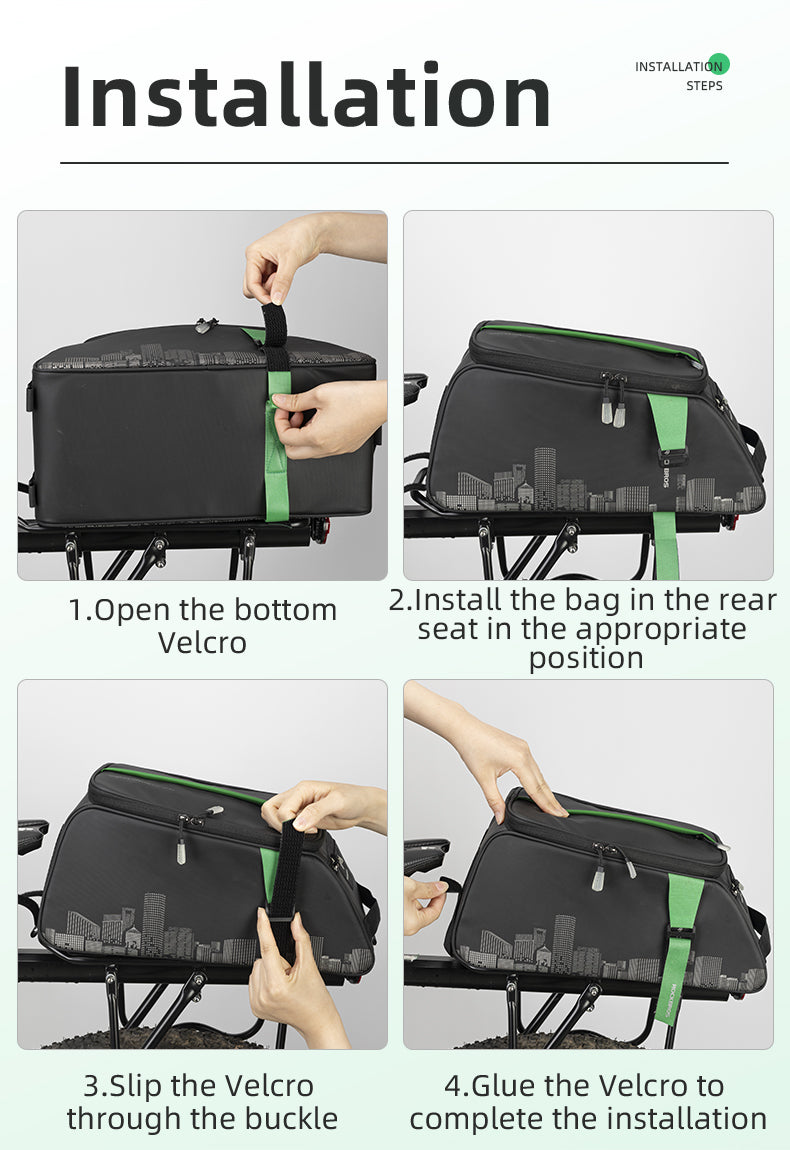 ROCKBROS Bicycle Carrier Bag Large Capacity for Travel MTB Rack Bag Rear Seat Pannier Bag With Rain Cover