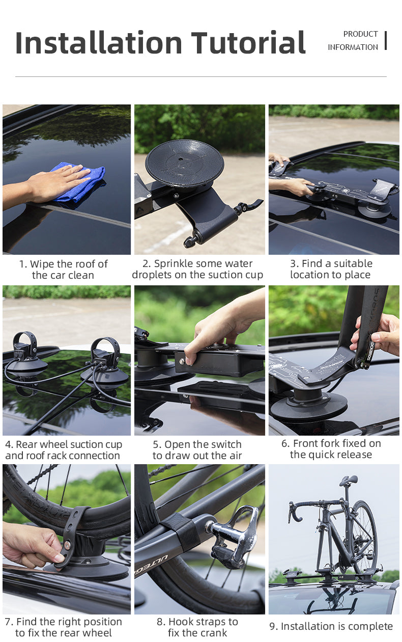 ROCKBROS Electric Suction Cup Roof Rack for 1-3 Bikes