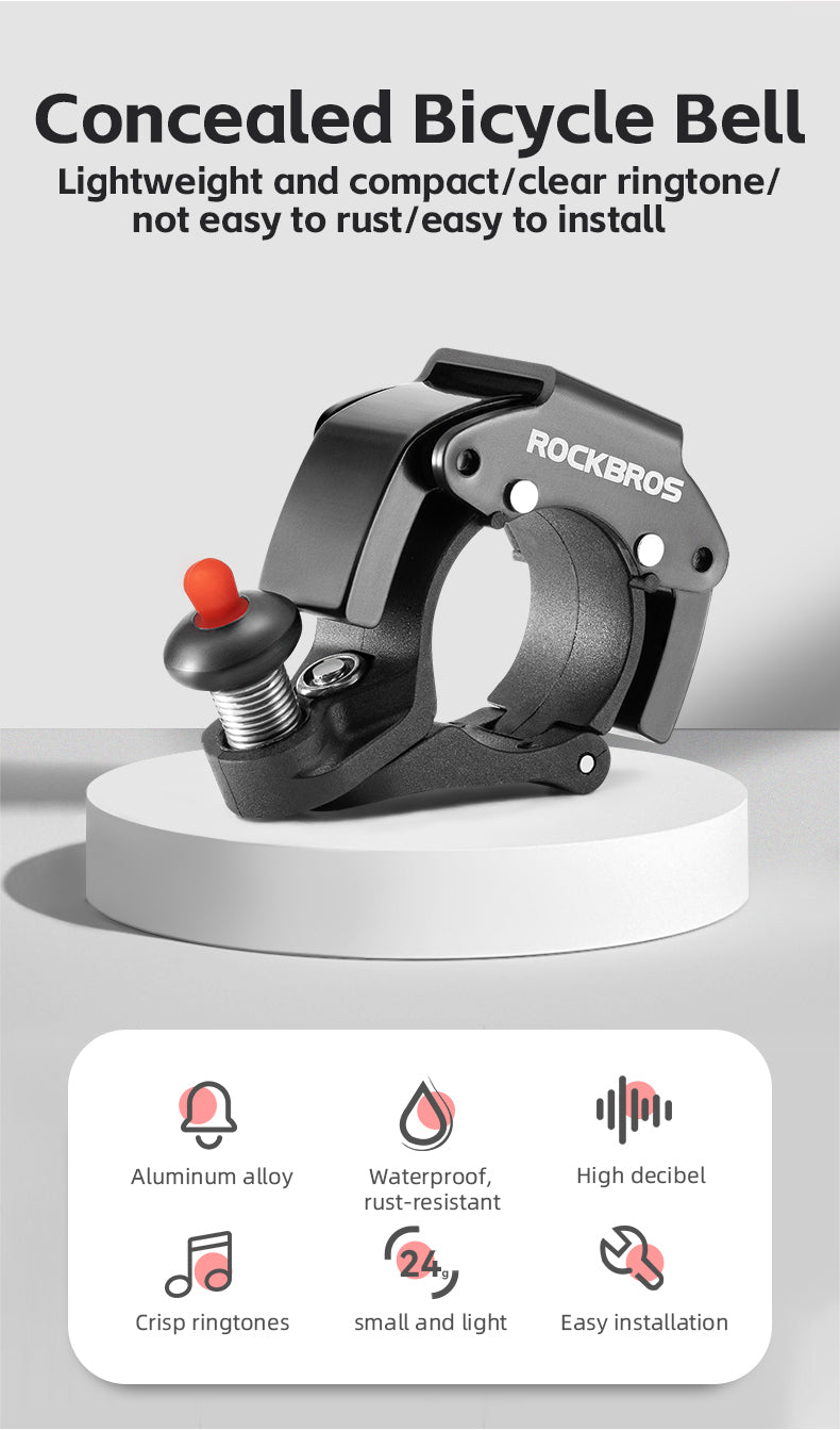ROCKBROS Bike Bicycle Mini Hidden Bell Loud Sound 100dB Safety Cycling Accessories