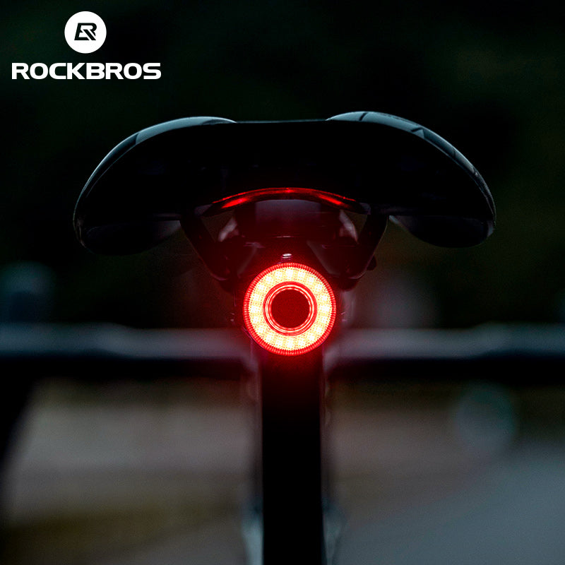 ROCKBROS Upgraded Smart Bicycle Brake Light USB-C Rechargeable IPX7 Waterproof Cycling Rear Light