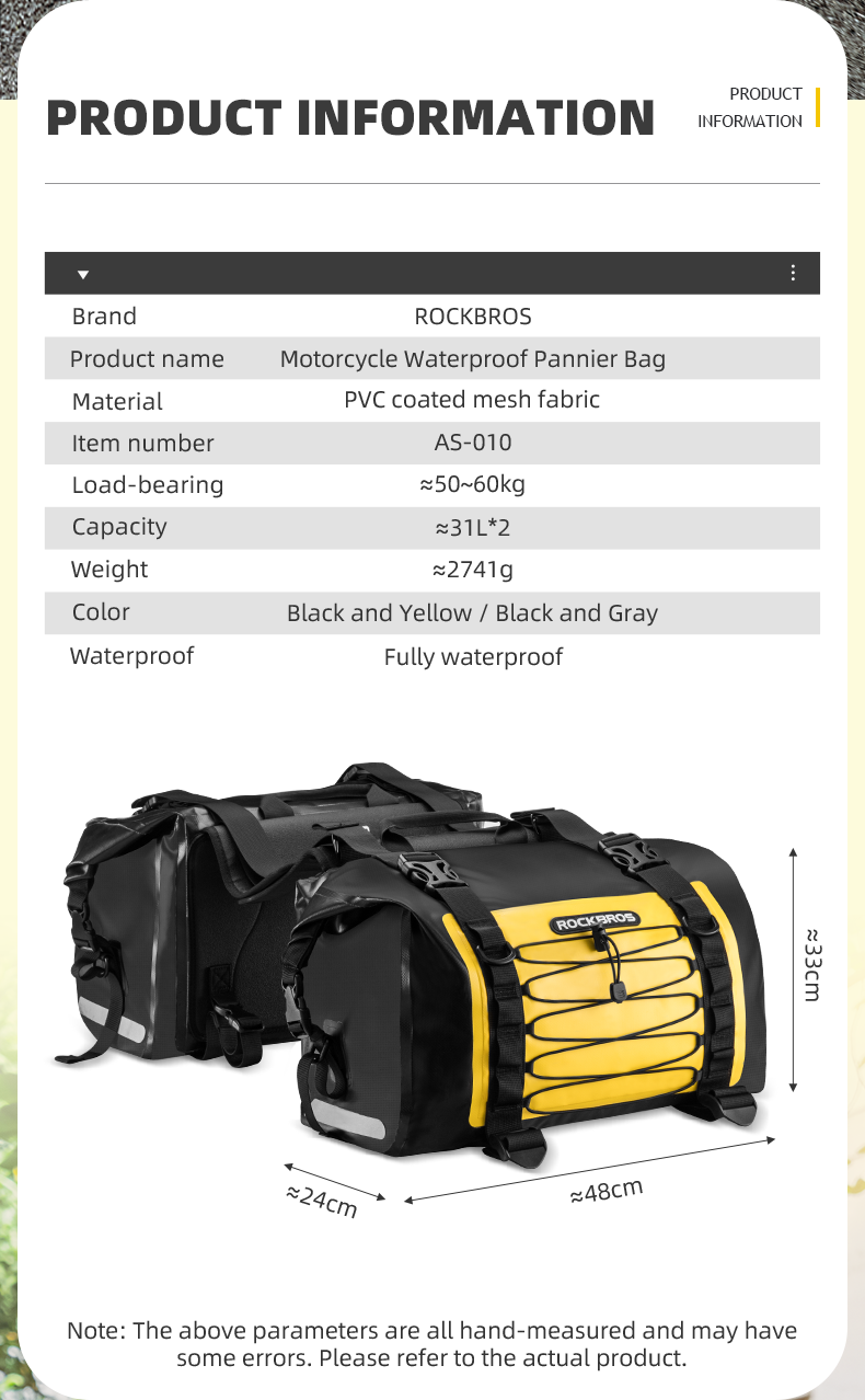 ROCKBROS Motorcycle Pannier Bags in Various Colours