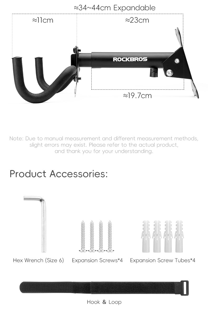 ROCKBROS Bike Stand Wall Mount Parking Rack Bicycle Retractable Storage Hook