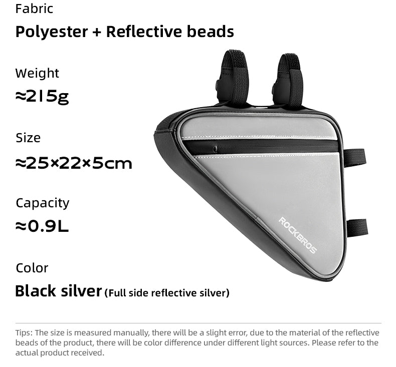 ROCKBROS Reflective Bike Frame Cycling Triangle Bag 0.9L