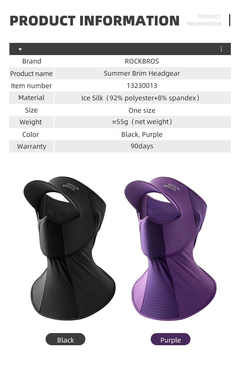 ROCKBROS Cycling Ice Silk Balaclava Face Mask Motorcycle Bicycle Sunshade Headwear Breathable