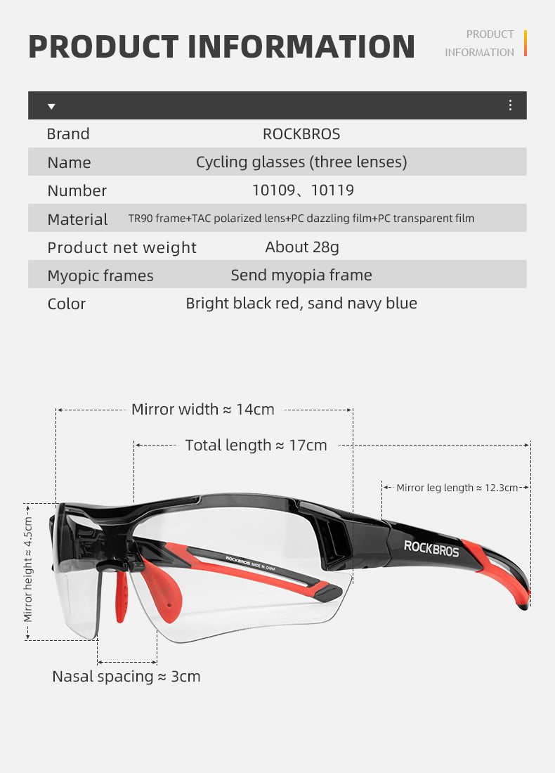 RockBros Cycling Photochromic Glasses Sport Sunglasses Bike Glasses Driving Fishing UV400 Men Women