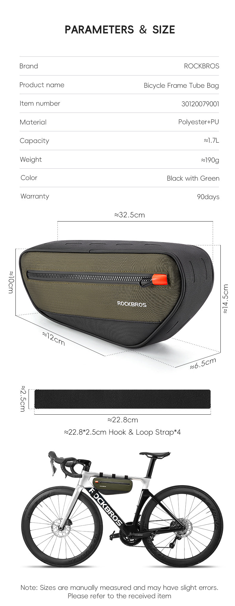 ROCKBROS Bicycle Bike Front Frame Bag 1.7L