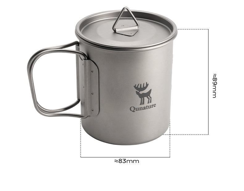 Qunature Pure Titanium Water Drink Cup 375ML Outdoor Camping Picnic Ultralight