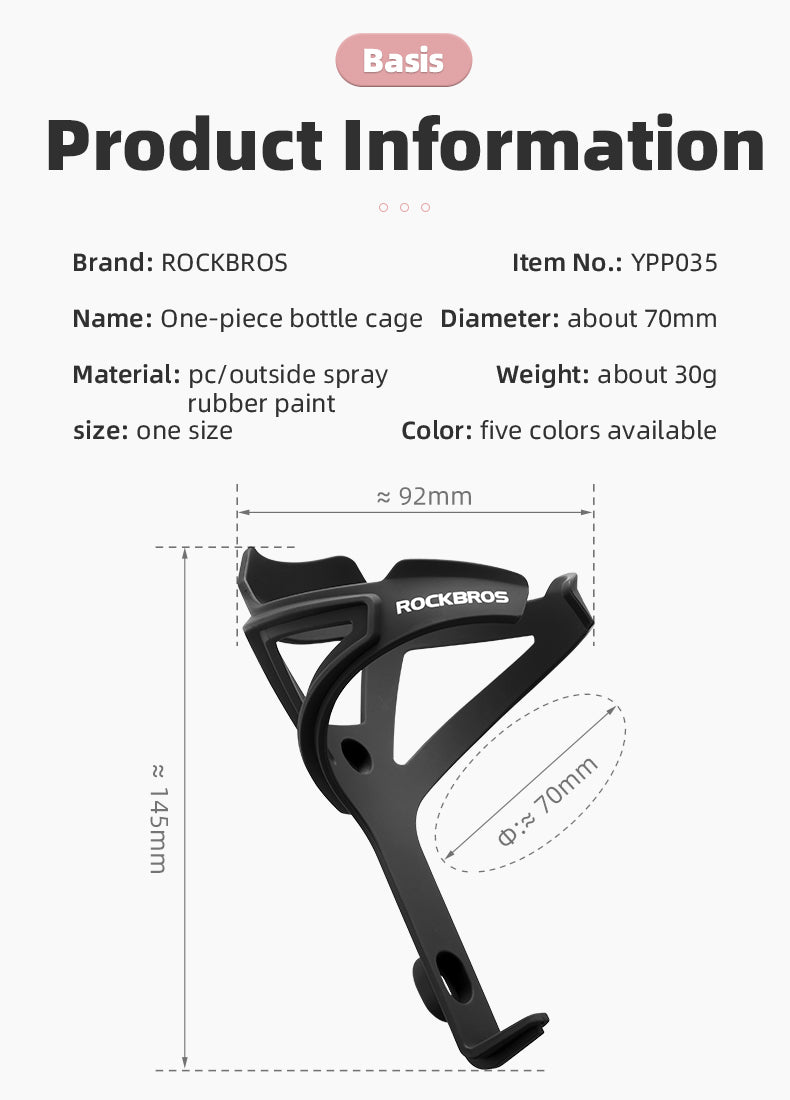 ROCKBROS 2pcs Bike Water Bottle Cage Holder Mount Bicycle Cycling Drink Cup Polycarbonate