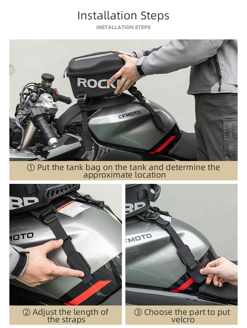 ROCKBROS Hard Shell Motorcycle Tank Bag Waterproof Saddle Motorcycle Bag Phone Pouch Universal Touch Screen Fit Cell Phone Under 7 Inch