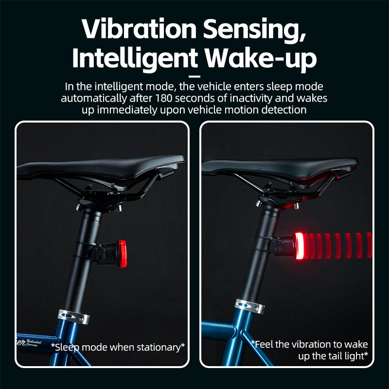 ROCKBROS Upgraded Smart Bicycle Brake Light USB-C Rechargeable IPX7 Waterproof Cycling Rear Light