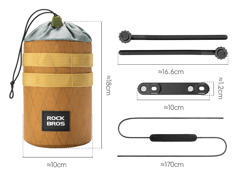 ROCKBROS Bicycle Water Bottle Bag Drawstring Adjustable Insulated Brompton Folding Bike Bag Portable Scooter Bag