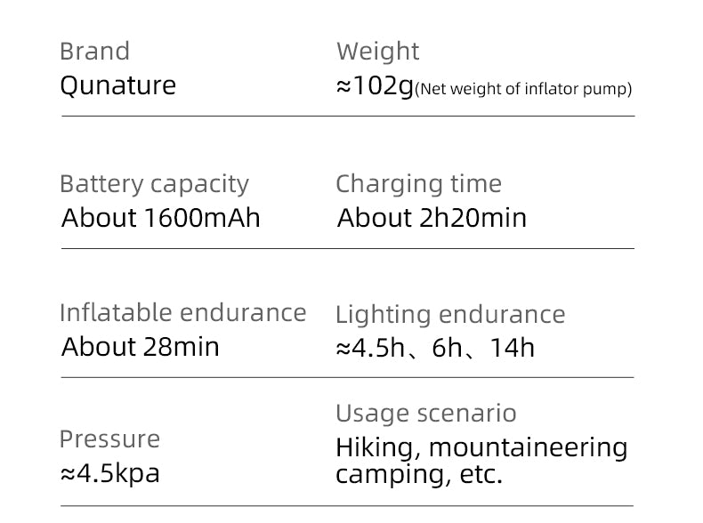 Qunature Mini Portable Outdoor Inflator Pump Portable Air Pump With Light Type-C