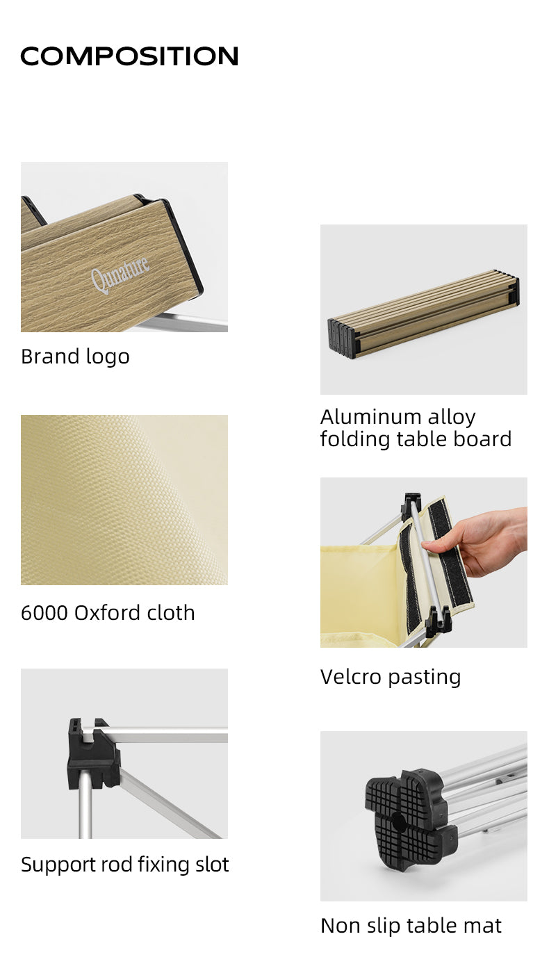 Qunature Aluminium Alloy Folding Portable Table Outdoor Camping Picnic BBQ Desk