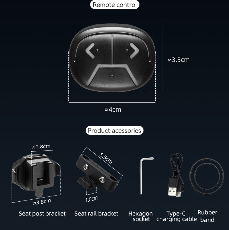 ROCKBROS REX01 Bike Bicycle Tail Light with Turn Signals Remote Control