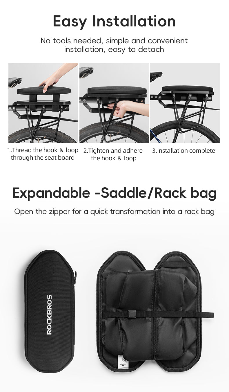 ROCKBROS MTB Mountain Bike Rear Seat Bag 5L Expandable Cycling Bicycle Saddle/Rack Bag