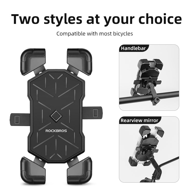 ROCKBROS Quick Release Motorcycle Phone Holder Shockproof 360° Adjustable MTB Phone Mount Anti-slip Road Bicycle Phone Bracket Bike Accessories