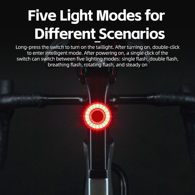 ROCKBROS Upgraded Smart Bicycle Brake Light USB-C Rechargeable IPX7 Waterproof Cycling Rear Light