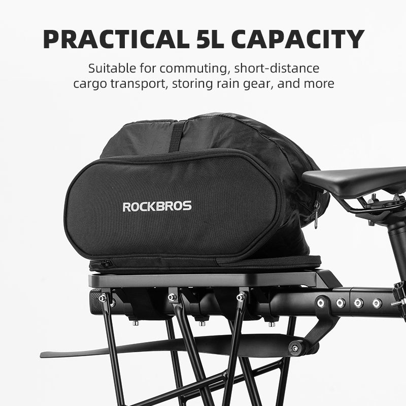 ROCKBROS MTB Mountain Bike Rear Seat Bag 5L Expandable Cycling Bicycle Saddle/Rack Bag