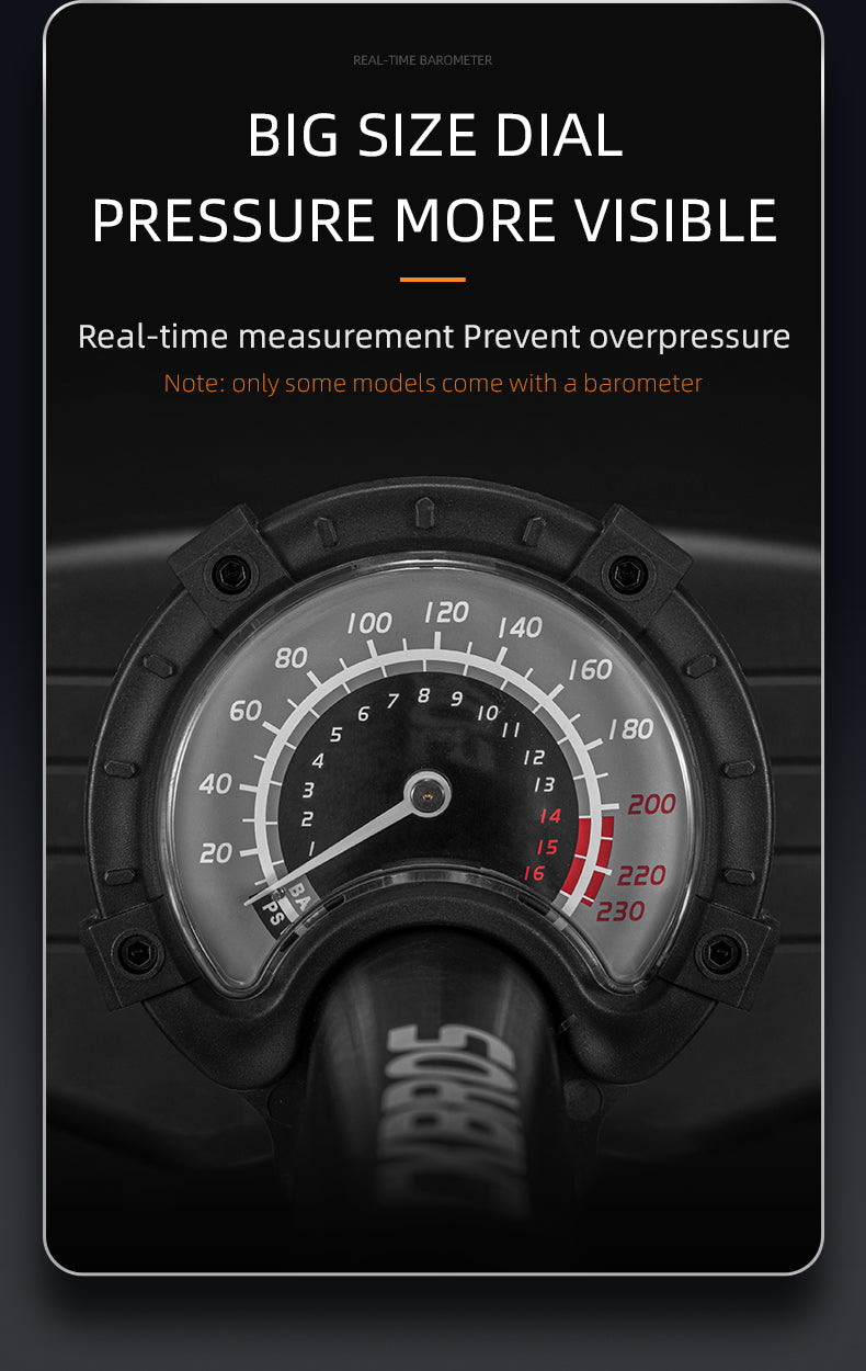 ROCKBROS Bicycle Floor Pump with Gauge 160 PSI High Pressure Tyre Inflator Schrader/Presta Valve For Bike Motorcycle Basketball