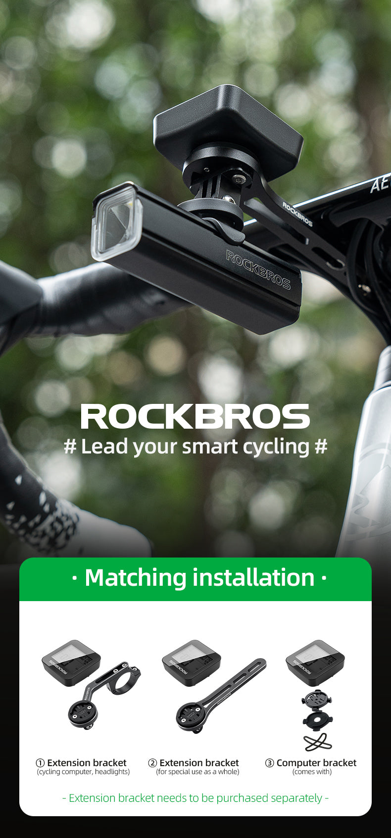 ROCKBROS Smart GPS Speedometer for MTB Road Bike IPX6 Waterproof Backlight Cycling Computer ABS Lightweight Wireless