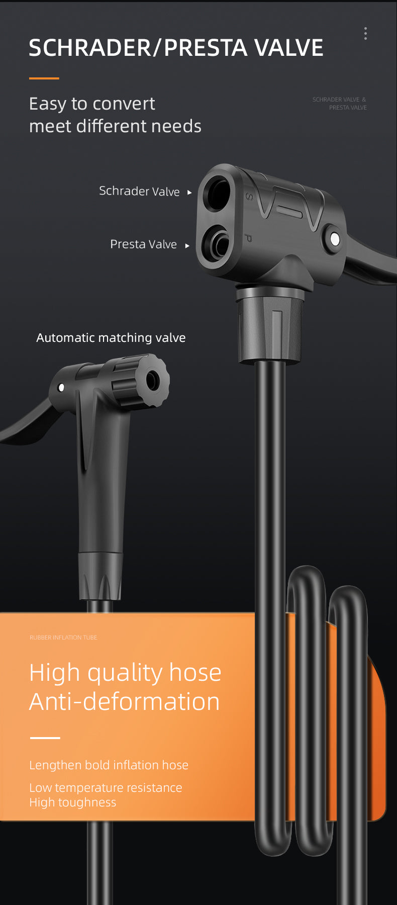 ROCKBROS Bicycle Floor Pump with Gauge 160 PSI High Pressure Tyre Inflator Schrader/Presta Valve For Bike Motorcycle Basketball