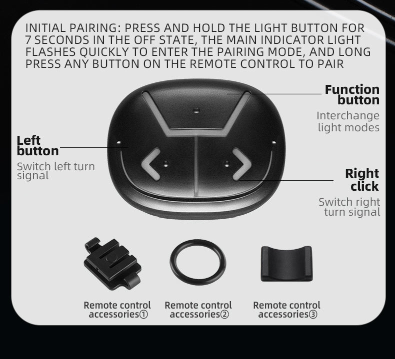 ROCKBROS REX01 Bike Bicycle Tail Light with Turn Signals Remote Control
