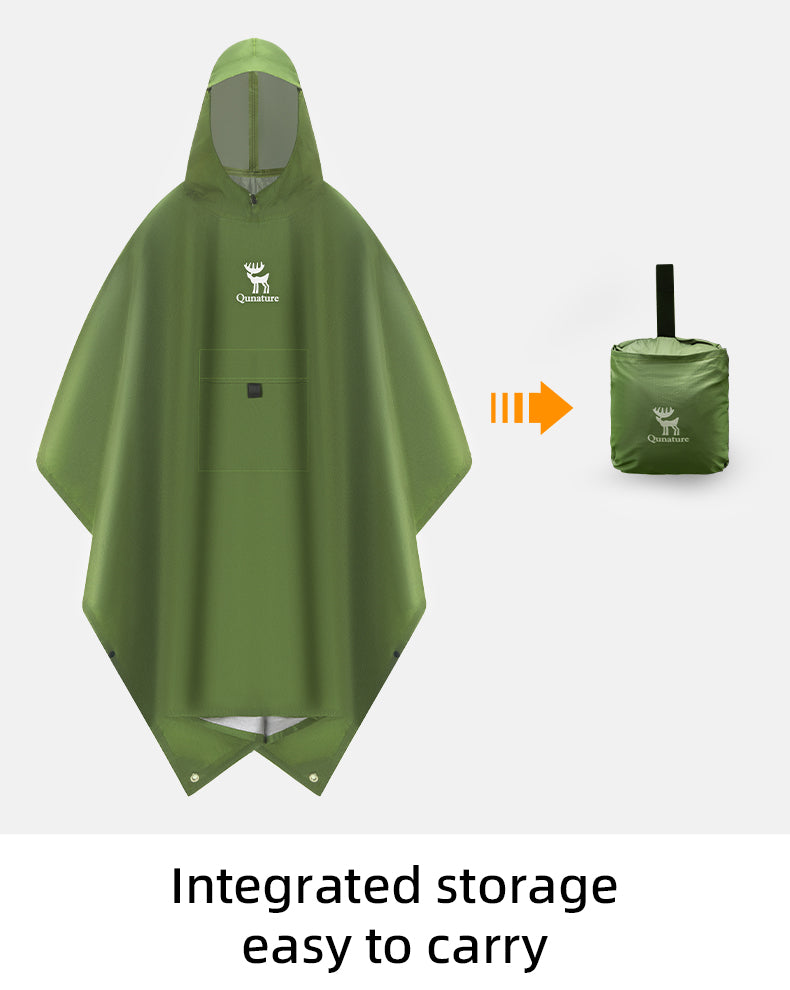 Qunature Camping Hiking 3in1 Raincoat Mat Canopy Raincoat Foldable Waterproof