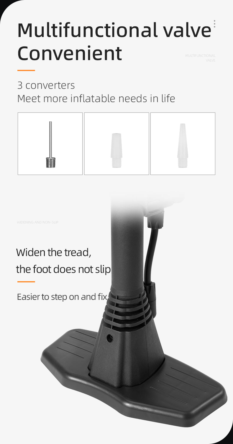 ROCKBROS Bicycle Floor Pump with Gauge 160 PSI High Pressure Tyre Inflator Schrader/Presta Valve For Bike Motorcycle Basketball