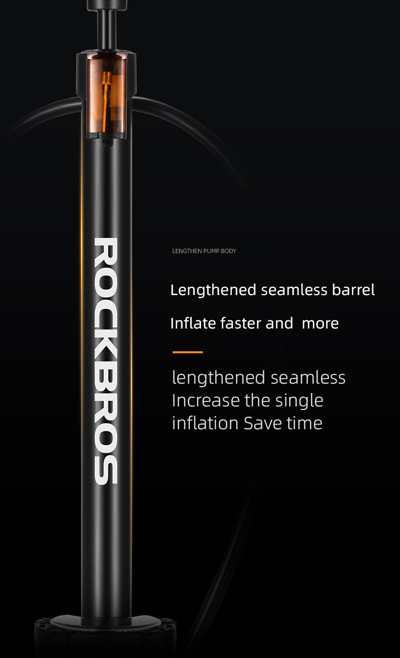 ROCKBROS Bicycle Floor Pump with Gauge 160 PSI High Pressure Tyre Inflator Schrader/Presta Valve For Bike Motorcycle Basketball