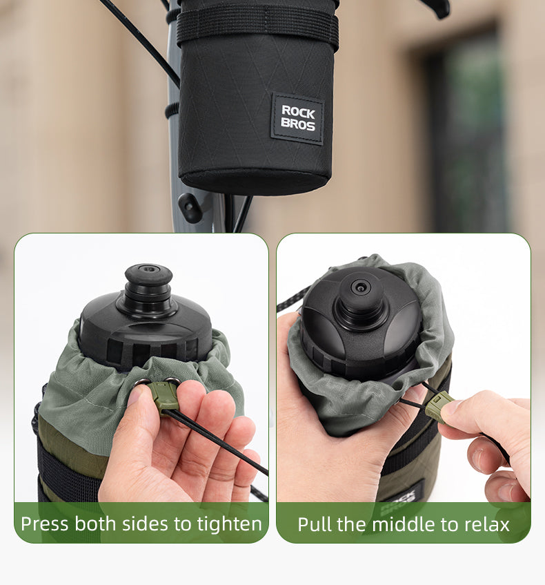 ROCKBROS Bicycle Water Bottle Bag Drawstring Adjustable Insulated Brompton Folding Bike Bag Portable Scooter Bag