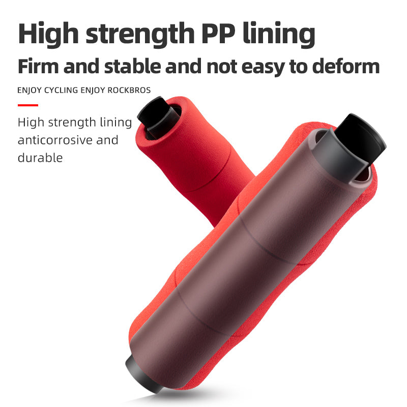 ROCKBROS Bike Grips Shock Absorption Foam Bike Handle Grips Soft Comfortable Non-Slip Double Locked on