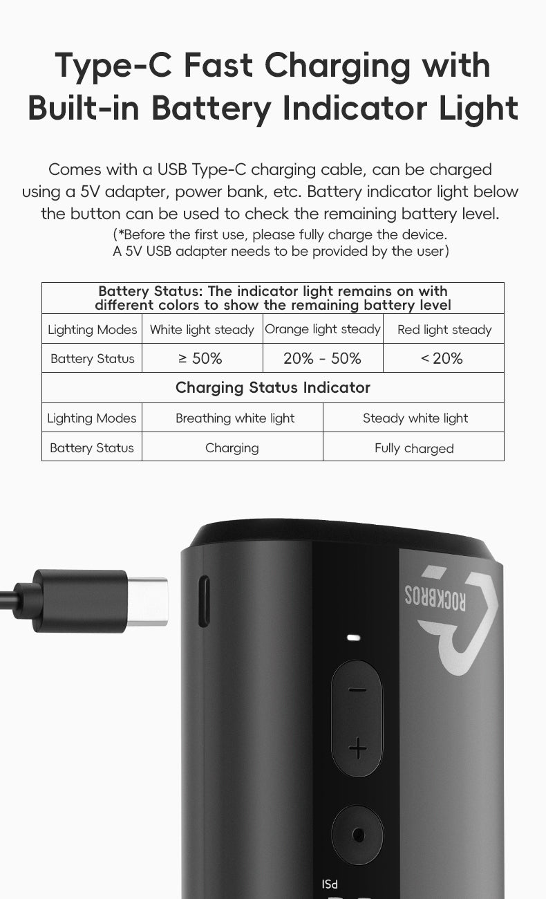 ROCKBROS Electric Bike Tire Pump Portable Motorcycle Bicycle Tyre Air Inflator 150PSI