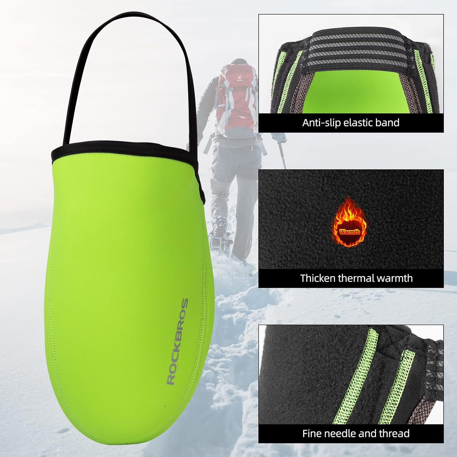 ROCKBROS Cycling Thermal Shoe Covers Windproof Waterproof Wear-Resistant Half Palm Shoe Cover