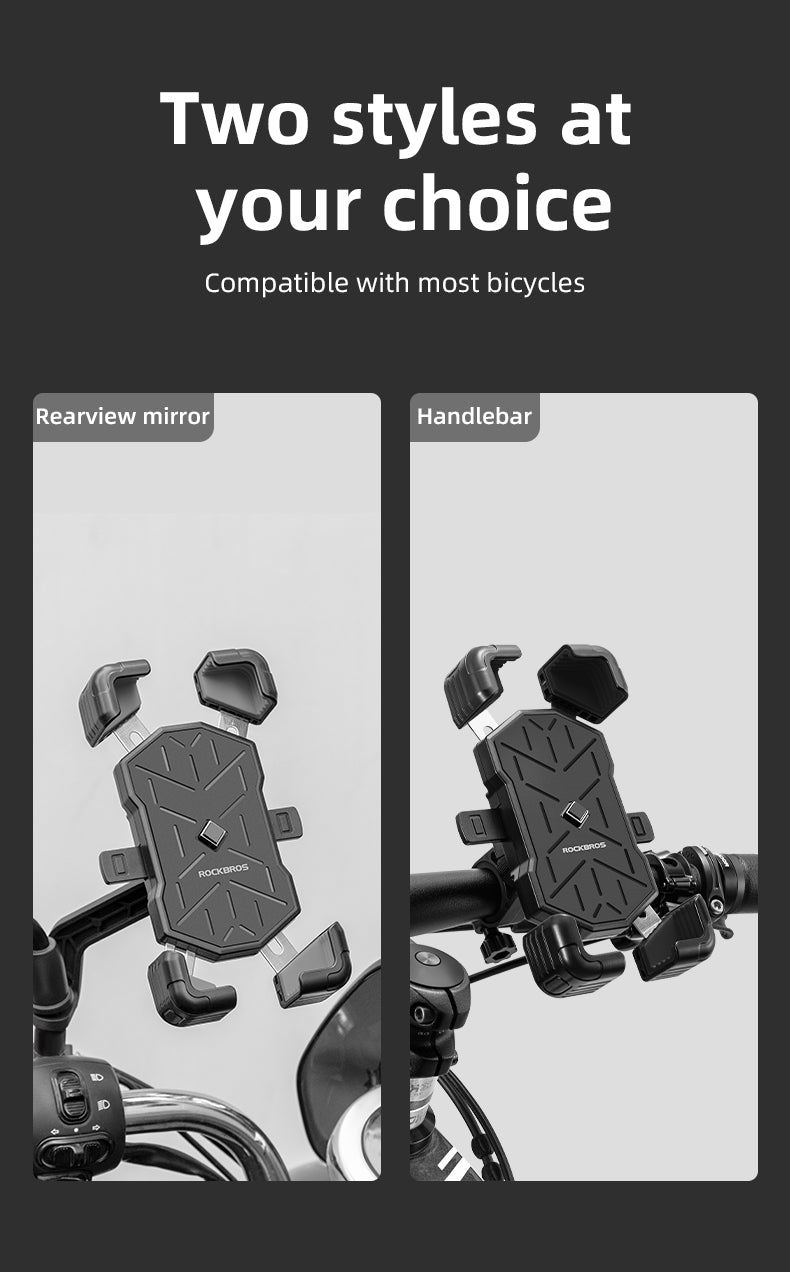ROCKBROS Quick Release Motorcycle Phone Holder Shockproof 360° Adjustable MTB Phone Mount Anti-slip Road Bicycle Phone Bracket Bike Accessories