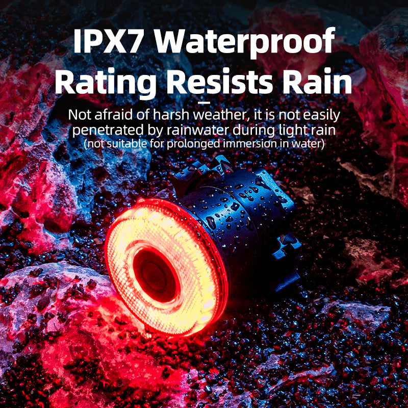ROCKBROS Upgraded Smart Bicycle Brake Light USB-C Rechargeable IPX7 Waterproof Cycling Rear Light