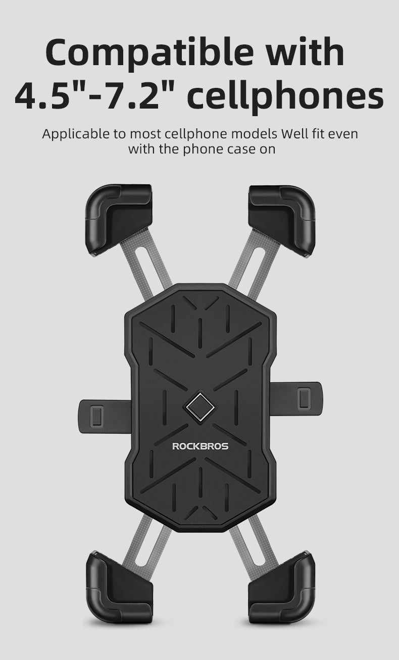 ROCKBROS Quick Release Motorcycle Phone Holder Shockproof 360° Adjustable MTB Phone Mount Anti-slip Road Bicycle Phone Bracket Bike Accessories