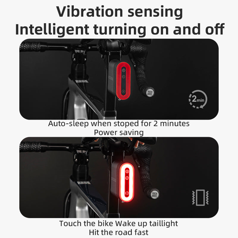 ROCKBROS Smart Bluetooth Bike Lock Light Brake Sensing Saddle Taillight USB-C IPX6 Waterproof