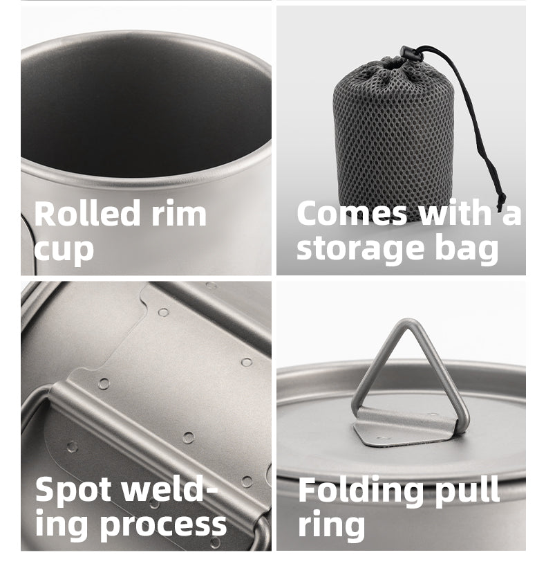 Qunature Pure Titanium Water Drink Cup 375ML Outdoor Camping Picnic Ultralight