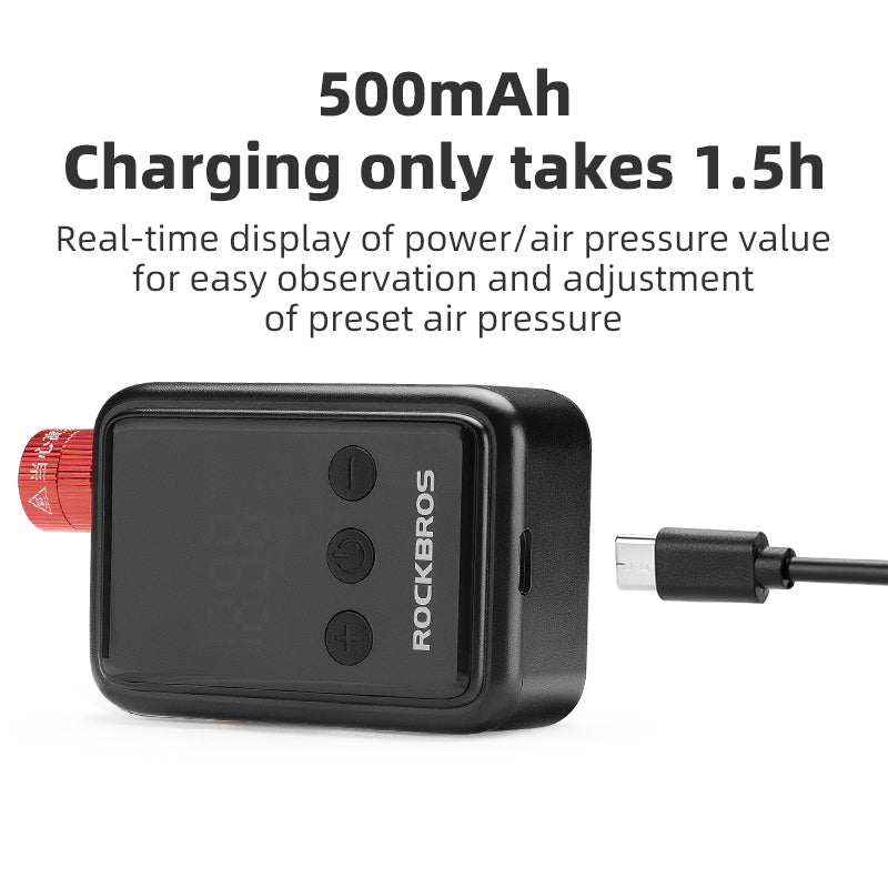 ROCKBROS Portable Electric Bicycle Bike Tire Ball Pump 150PSI LED Digital Gauge