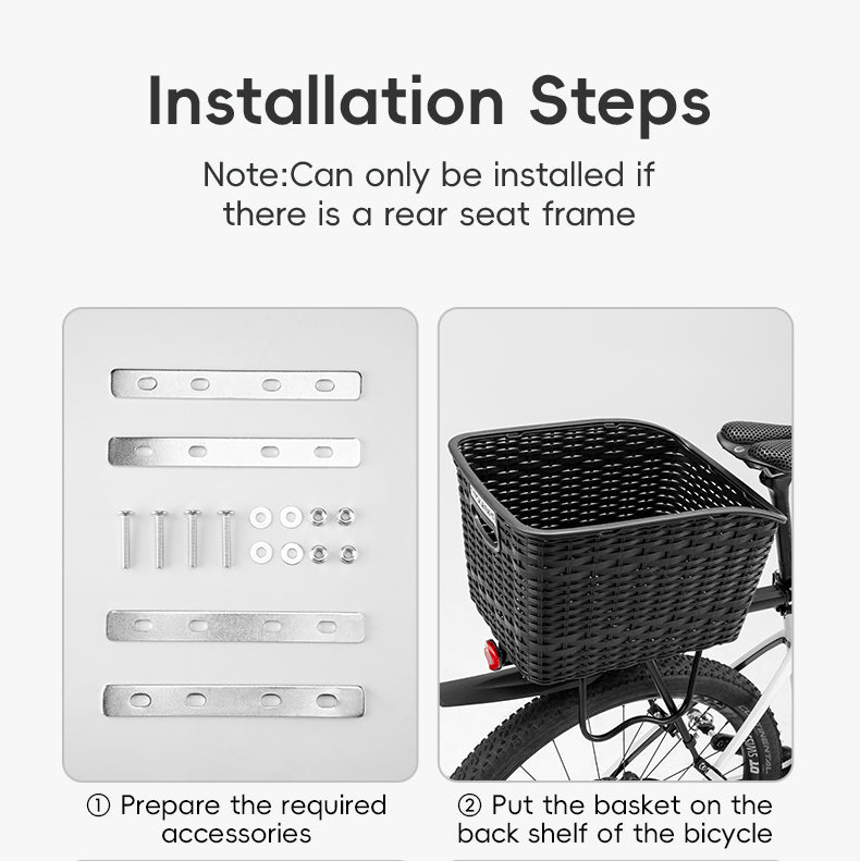 ROCKBROS Rear Shelf Basket Practical Durable Big Capacity Anti-Extrusion Portable Strong Resilience Pet Vegetable Rear Basket Frame Telescopic Cover Commuter Bike MTB