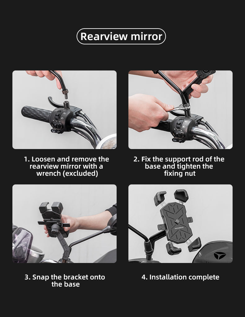 ROCKBROS Quick Release Motorcycle Phone Holder Shockproof 360° Adjustable MTB Phone Mount Anti-slip Road Bicycle Phone Bracket Bike Accessories