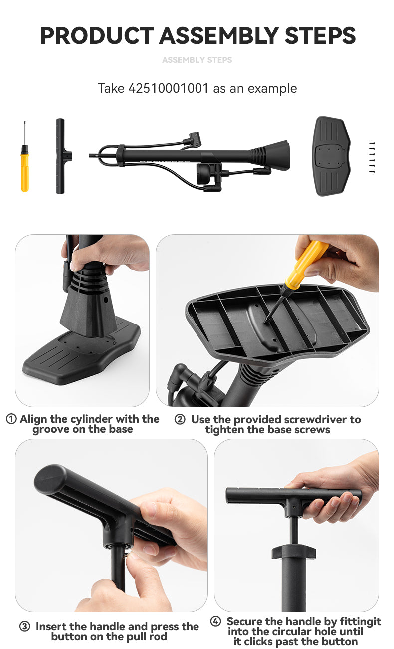 ROCKBROS Bicycle Floor Pump with Gauge 160 PSI High Pressure Tyre Inflator Schrader/Presta Valve For Bike Motorcycle Basketball