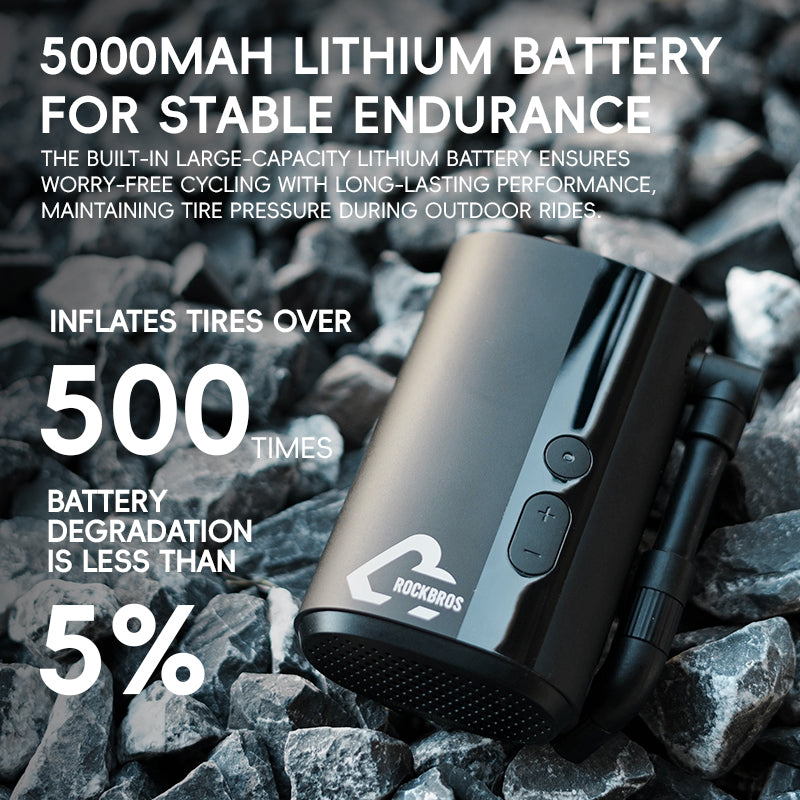 ROCKBROS Electric Bike Tire Pump Portable Motorcycle Bicycle Tyre Air Inflator 150PSI