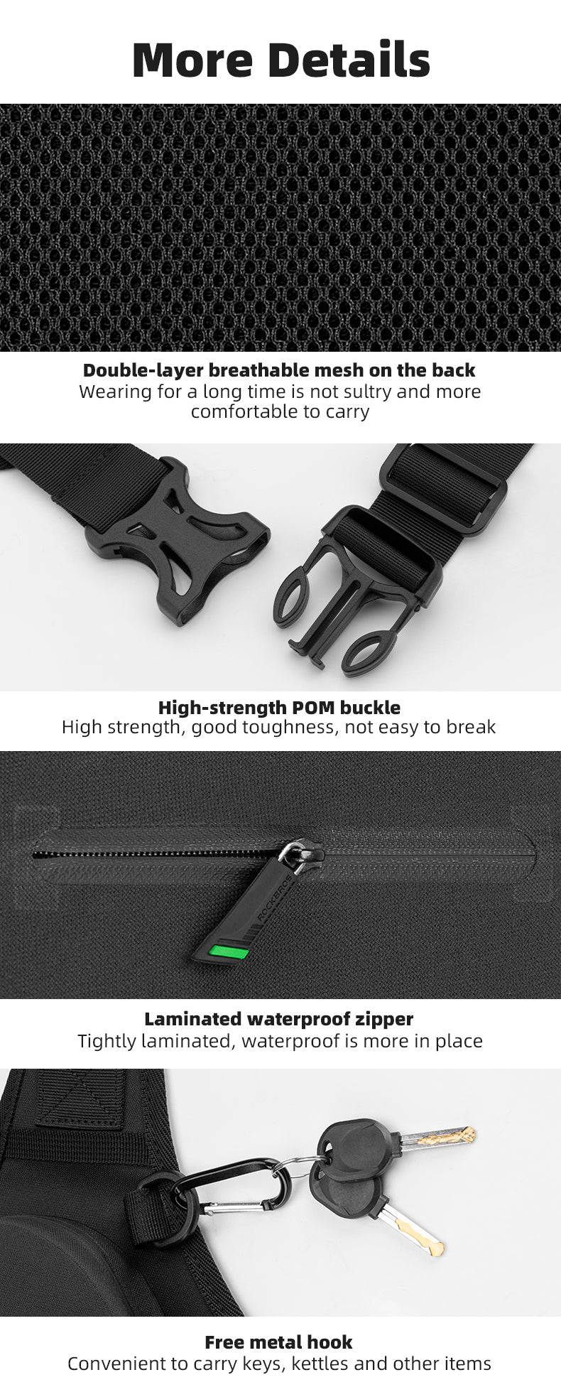 ROCKBROS Bike Cycling Bag Motorcycle Leggings Waist Bag Waterproof shoulder Walking bag crossbody backpack