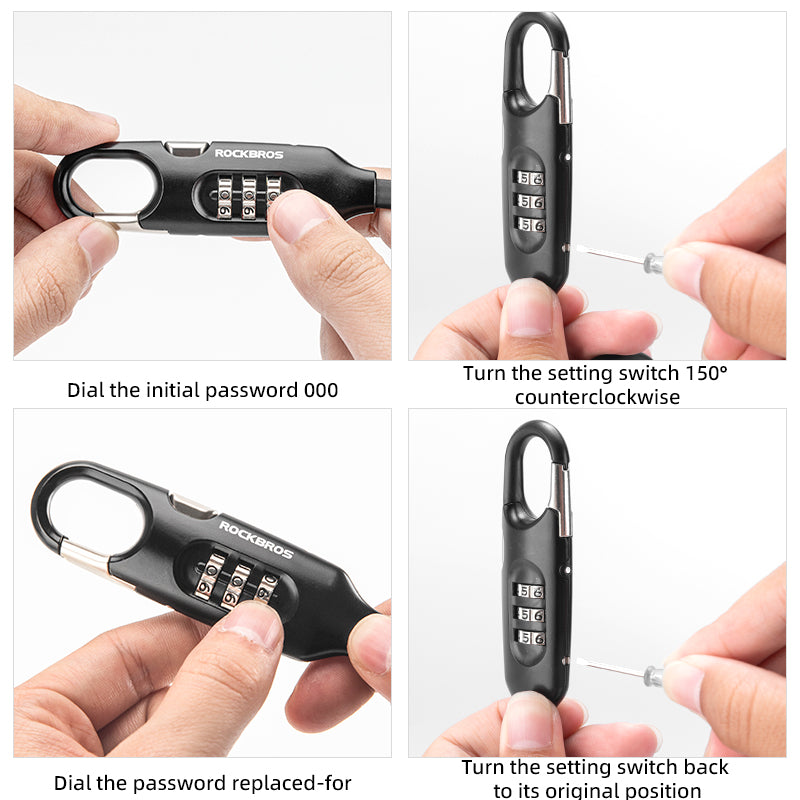 ROCKBROS Bicycle Bike Lock 3 Digit Code Combination Steel Cable Lock Anti-Theft Security