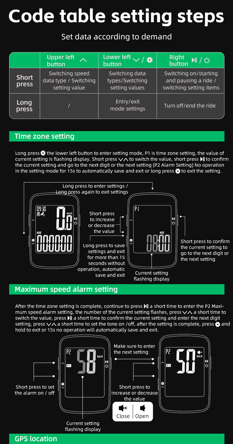 ROCKBROS Bike Cycling GPS Computer Bluetooth Wireless Speedometer IPX7 Waterproof