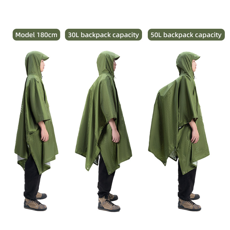 Qunature Camping Hiking 3in1 Raincoat Mat Canopy Raincoat Foldable Waterproof