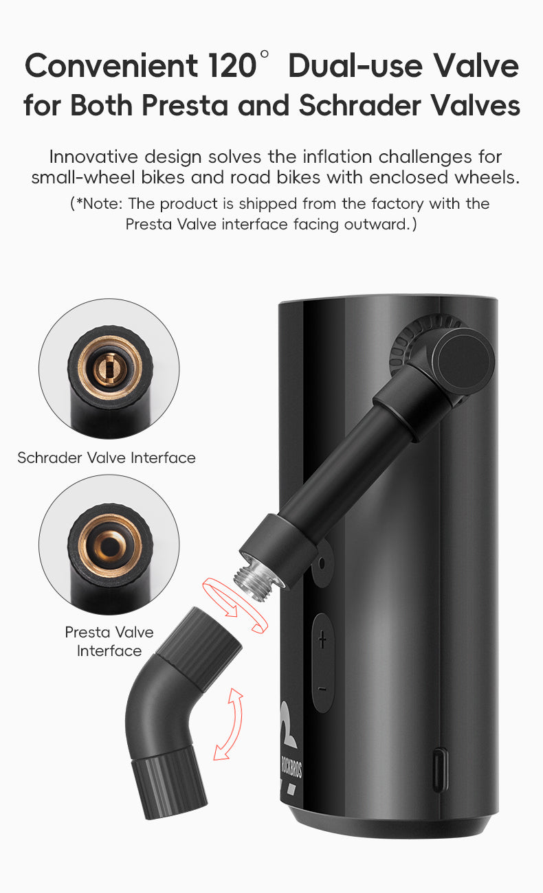 ROCKBROS Electric Bike Tire Pump Portable Motorcycle Bicycle Tyre Air Inflator 150PSI