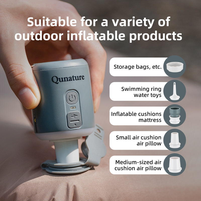 Qunature Mini Portable Outdoor Inflator Pump Portable Air Pump With Light Type-C